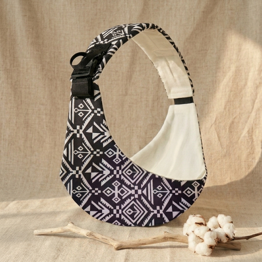 Aztec print toddler hip carrier for ergonomic back support, dispatched from Auckland NZ