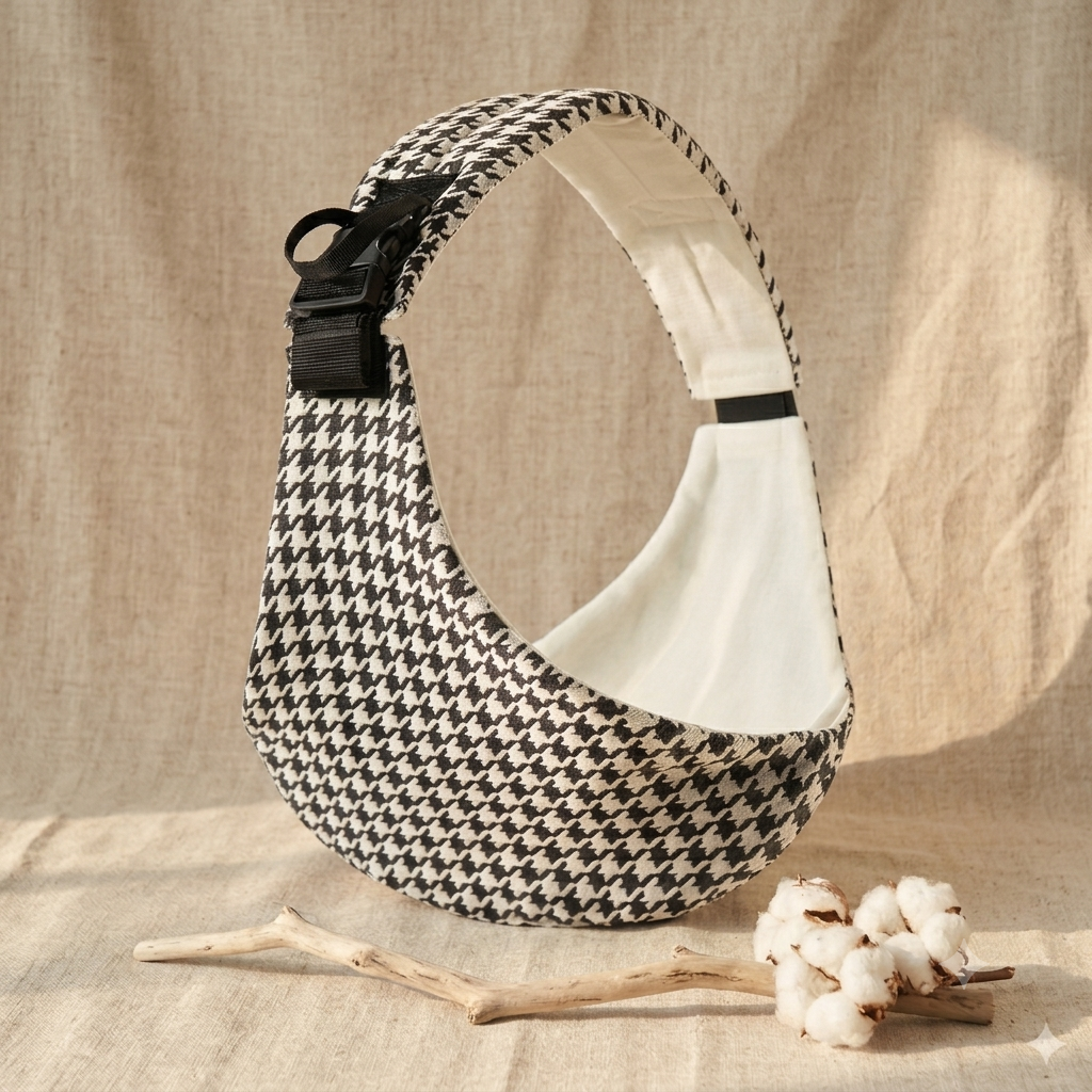 Houndstooth  print toddler hip carrier for ergonomic back support, dispatched from Auckland NZ