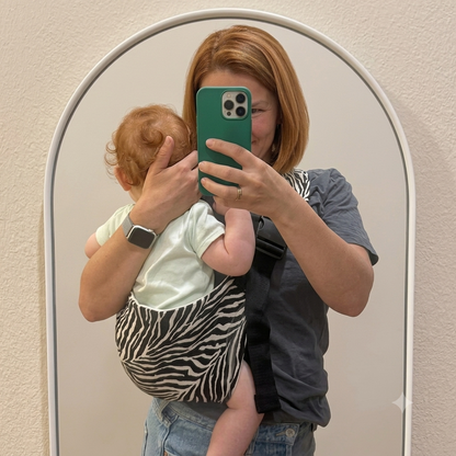 Zebra black and white toddler carrier for mums in New Zealand help with back pain baby sling carrier