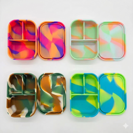 Special Edition Silicone Multi Colour Lunch box | Leak Proof 3-Compartment Kids Bento Box